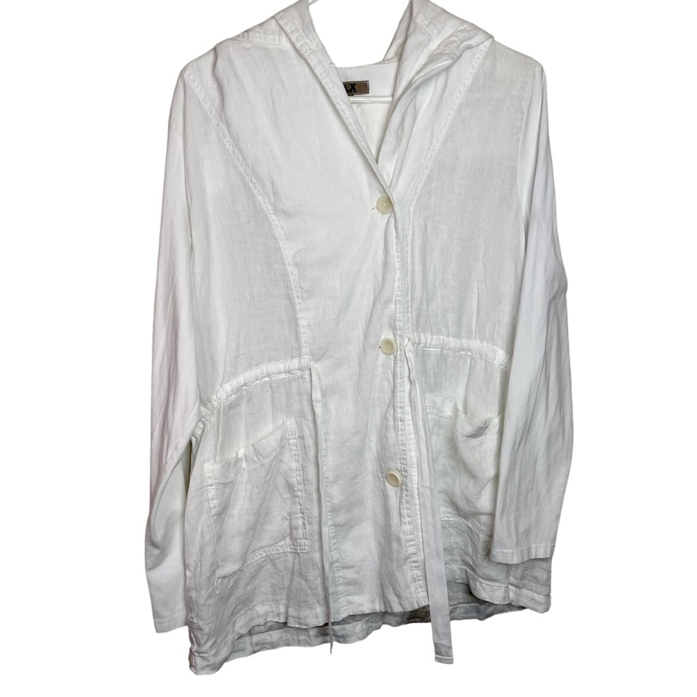 FLAX White Boardwalk Linen Long Sleeve Button Down Jacket Size S Women